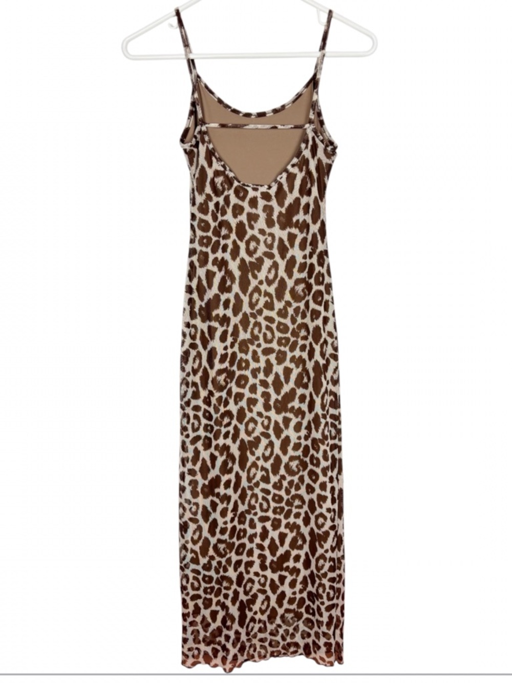 See You Monday Dress Size XS Leopard Print Mesh Overlay Maxi Open Back - Picture 2 of 7